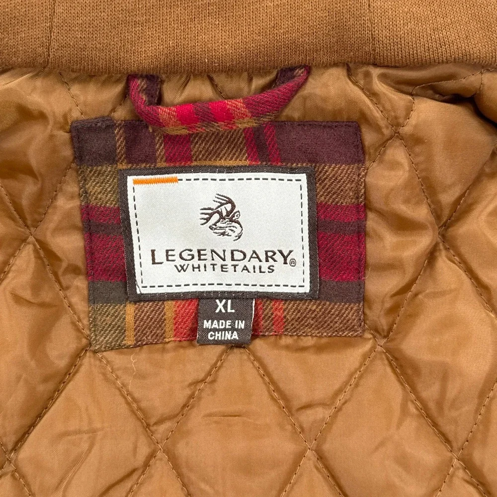 Legendary Whitetails Mens Shirt Jacket XL Red Plaid Maplewood Hooded Flannel